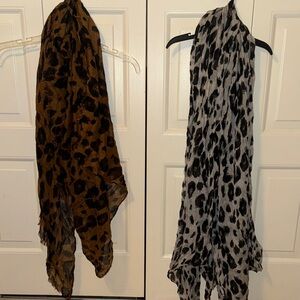 Leopard Print Scarves in Brown and Gray